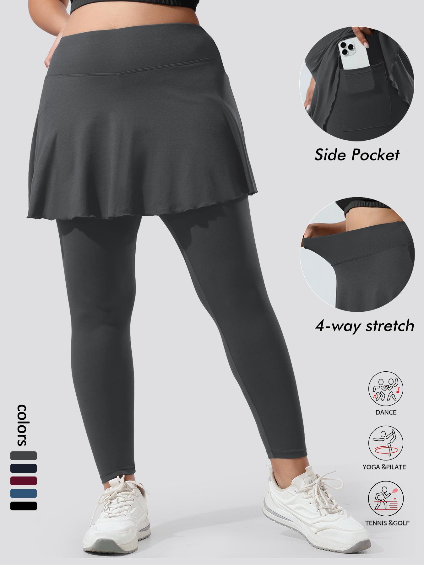 Women's Plus Size Skirt Pants with Pockets, High Elastic Soft Comfortable Sportswear, Tennis Attire, Unique Design, Active Skort Skirt, Sporty Breathable Skorts, Must-Have for Women