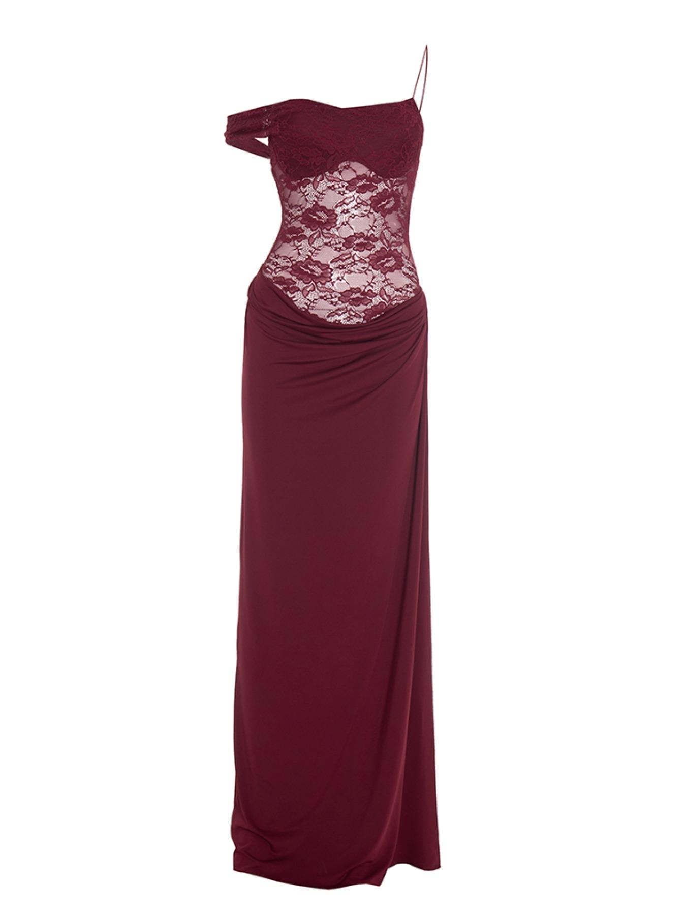 Women's Sexy Slim-Fit Lace Spaghetti Strap Sleeveless Dress, Summer & Fall Fashion, Thin Fabric Patchwork Design, Perfect for Casual Wear