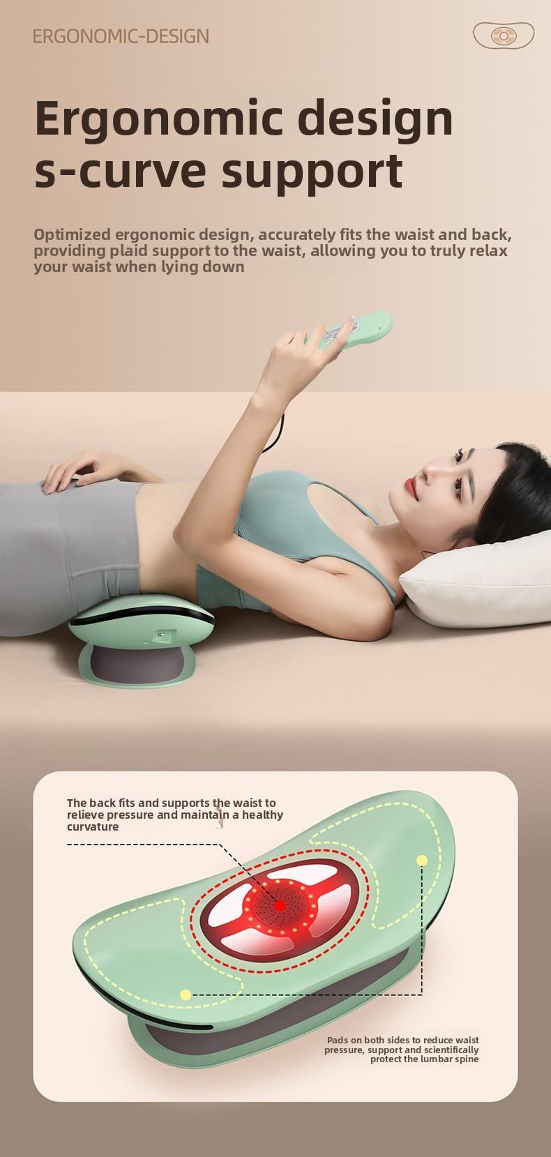 Waist massager Intelligent pulse traction lumbar vertebra Waist heating vibration Inflatable relaxation lumbar massager EMS pulse + red light + wormwood hot compress, pulling exercise waist back, multi-frequency vibration