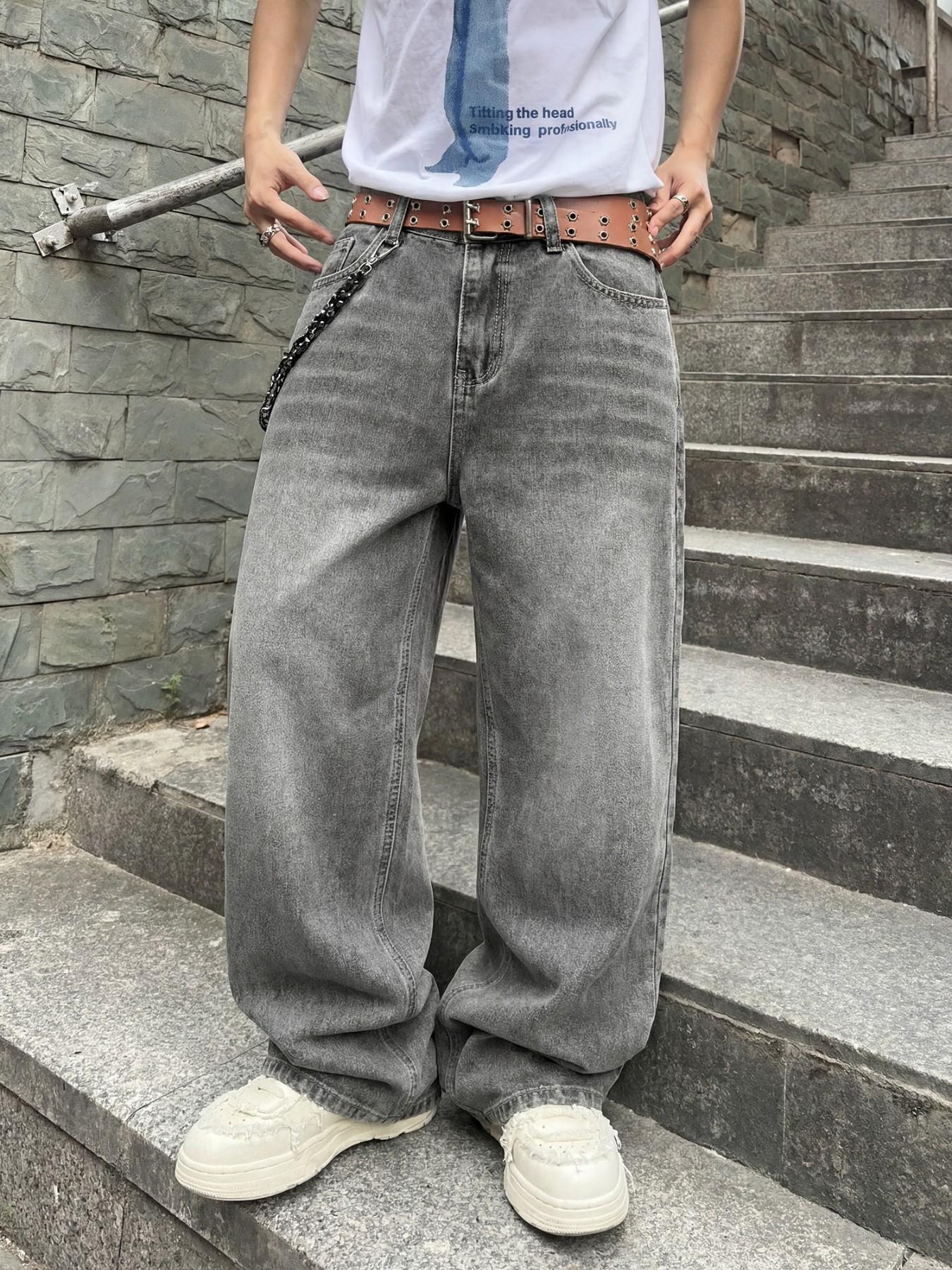 MOVRA1 Men's Vintage Washed Loose-Fit Relaxed Fit Wide-Leg Jeans, Long Y2K Streetwear Casual Pants, Perfect Gift Boyfriend or Husband