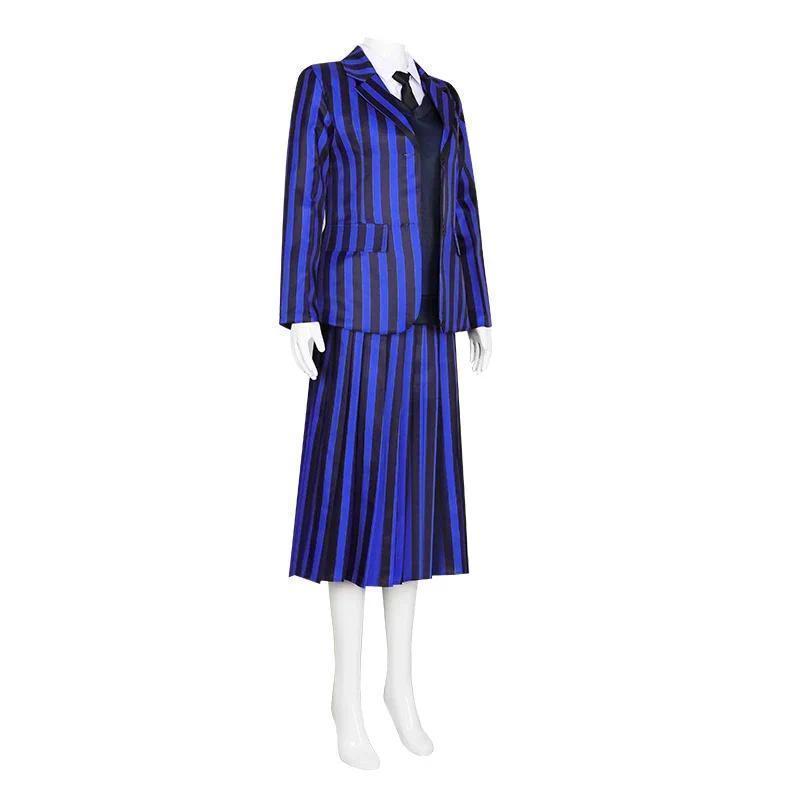 The Addams Family Wednesday Cosplay Black School Uniform Suit Dress with Wig, Women's Halloween Party Clothes & Accessories for Women, Only Wig