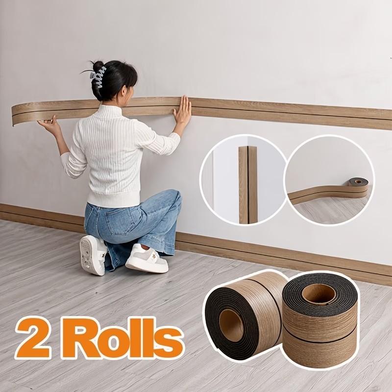 Self-Adhesive Baseboard Molding Trim Strip, Wood Grain Design, Easy Peel & Stick Floor Transition Strips for Walls, Doors, Ceilings, Floors