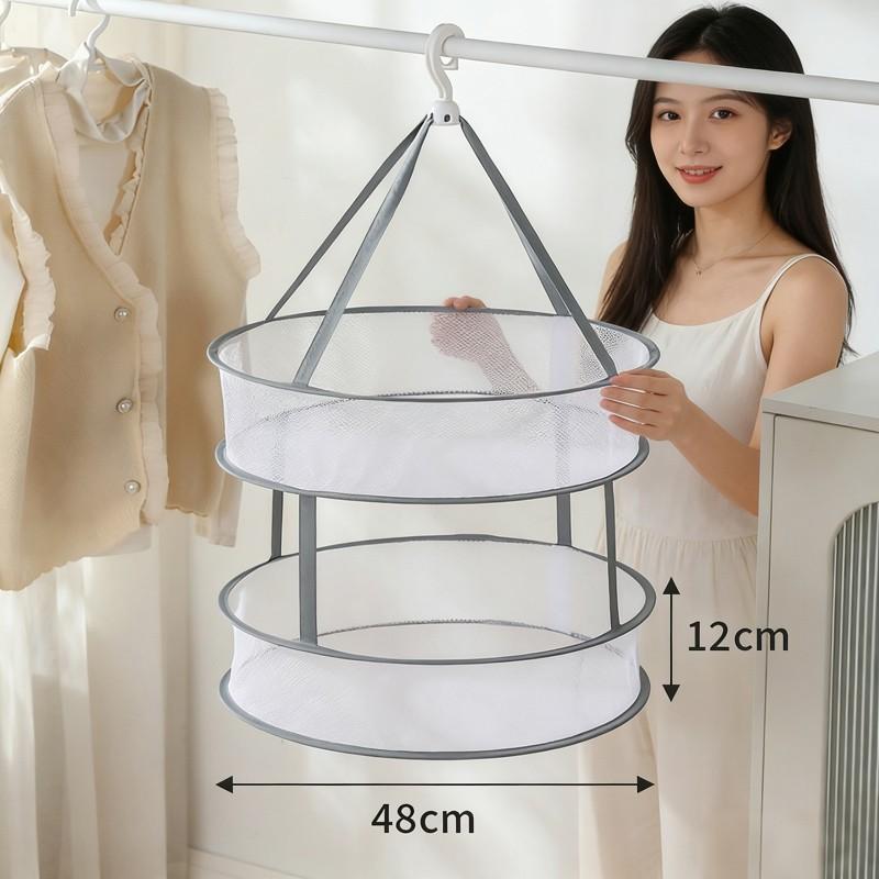 Double Layer Large Windproof Laundry Basket, Foldable Sweater Laying Net, Durable Folding Clothes Rack, Ideal for Home Use