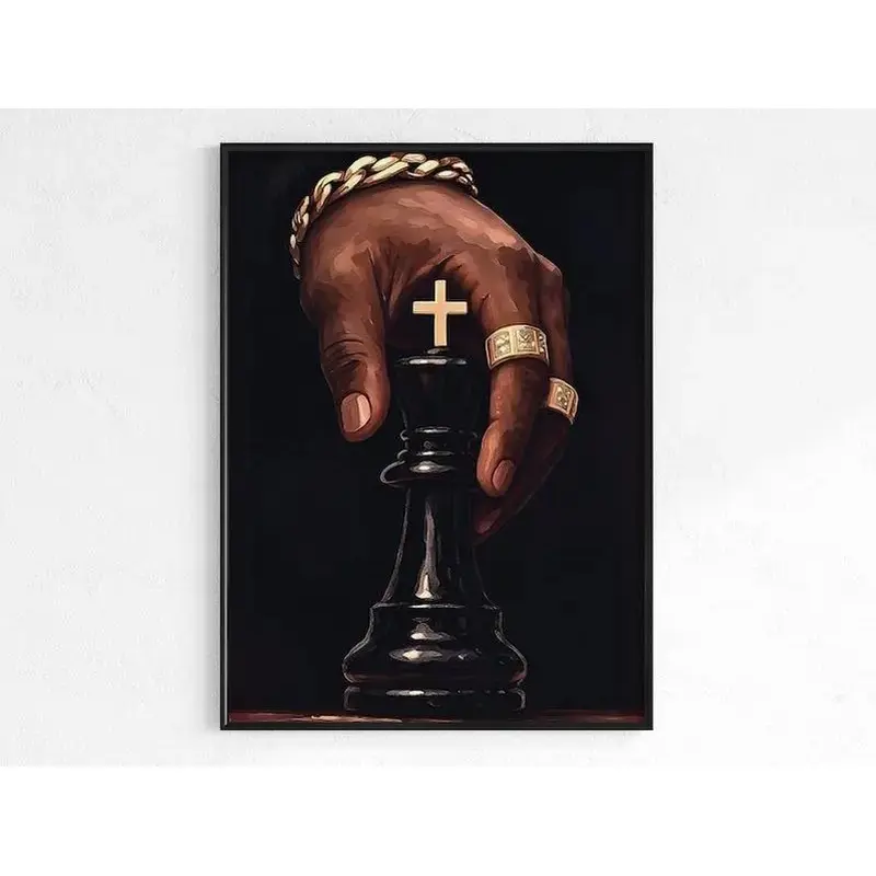 Luxury Chess King Art Photo Print - Modern Black Gold Glossy No-Frame Collectible Poster, waterproof canvas wall art exquisite poster  bedroom dorm gaming room office classic print unique wall art decoration life canvas wall art aesthetic room decor