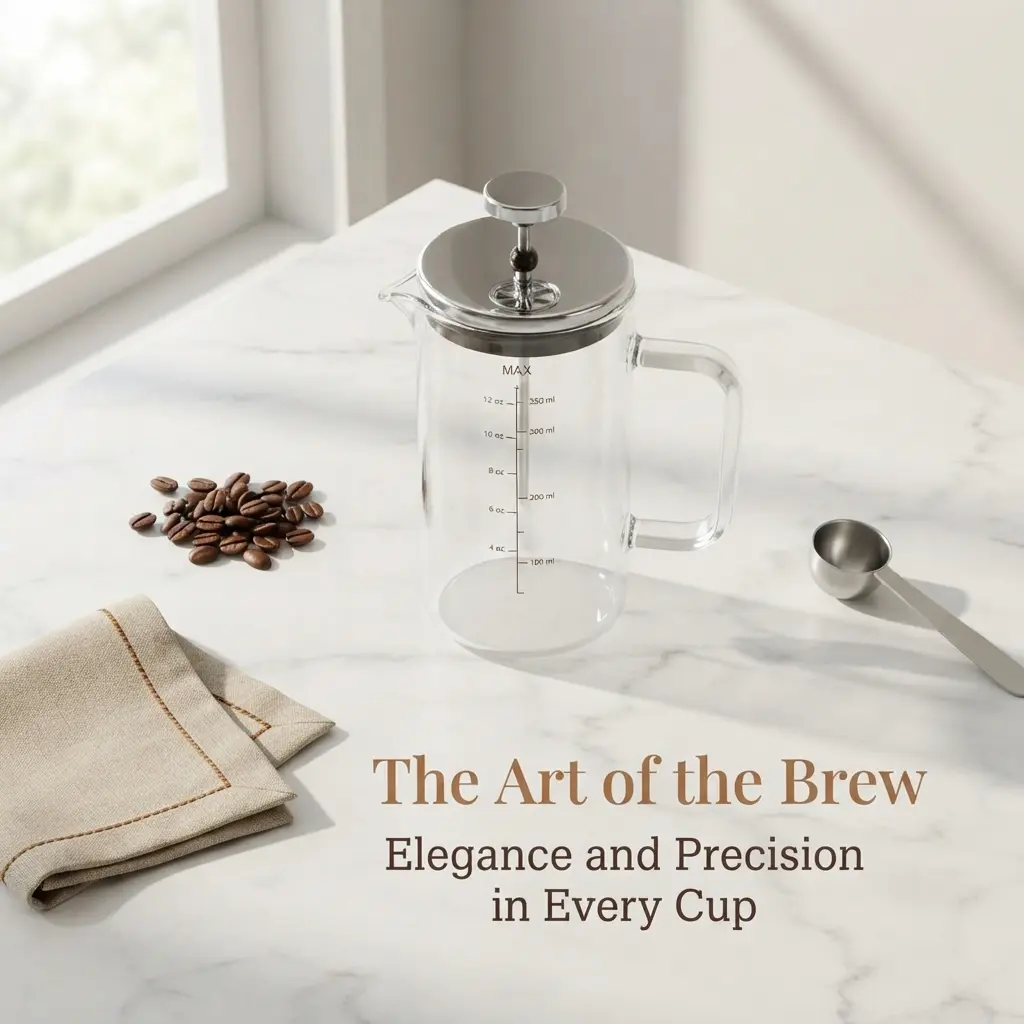 Cross-border double-layer coffee French press with scale, household coffee brewing and filtration device, heat-resistant moka hand-brew coffee pot
