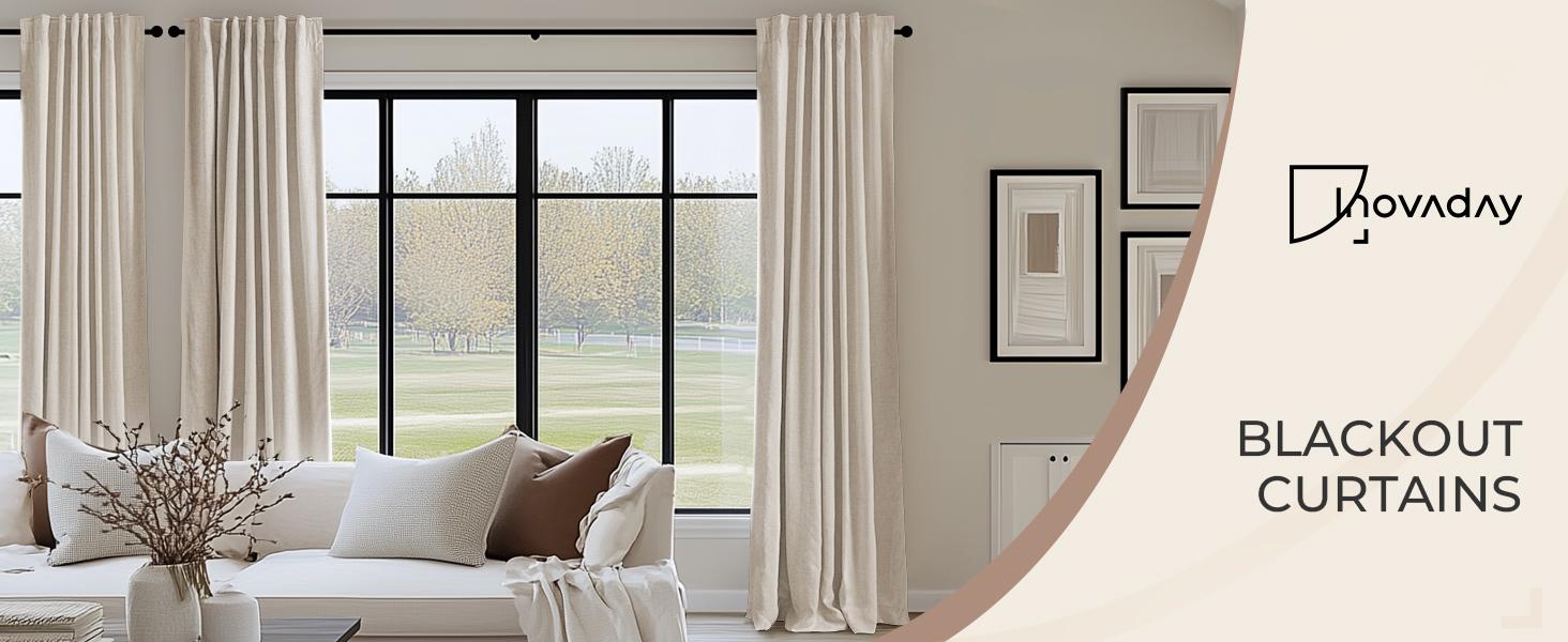 Inovaday 2Pcs Blackout Curtains for Bedroom & Living Room – Rod Pocket & Back Tab, Light Blocking Window Curtains for Apartment, Home