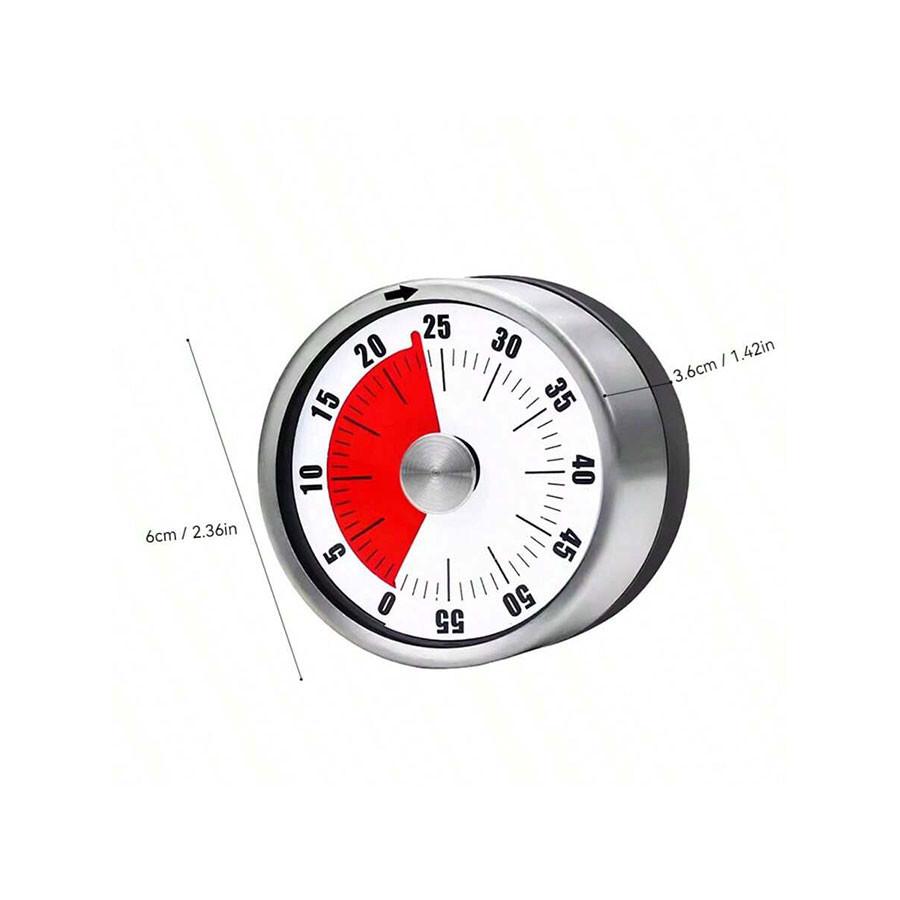 Mechanical Kitchen Cooking Timer, Loud Alarm Clock, Stainless Steel Body, No Battery Required, Magnetic Stand, Exquisite Design