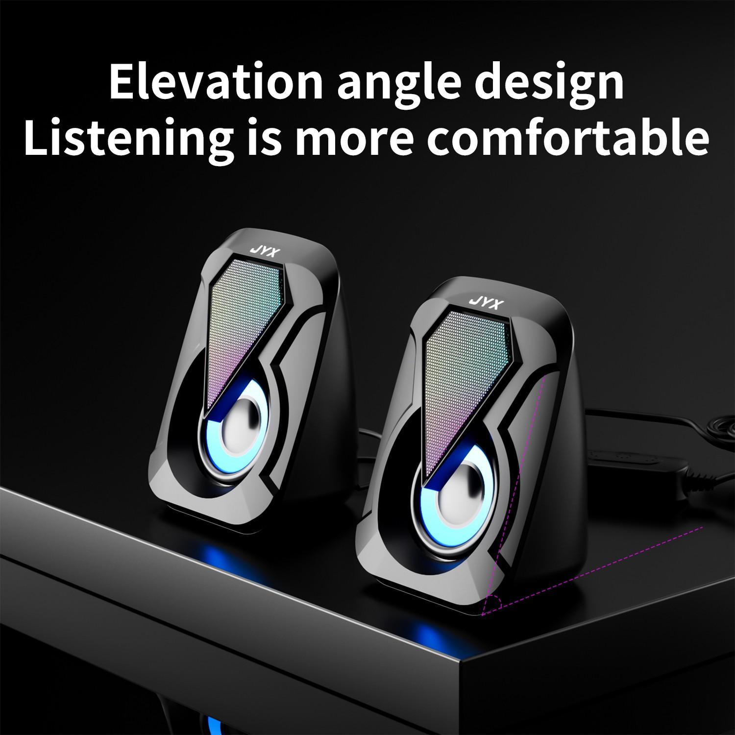 USB Computer Speaker System with Bass Boost Mode, USB Audio Output, Compatible with Smartphones, Tablets, Laptops, Game Consoles