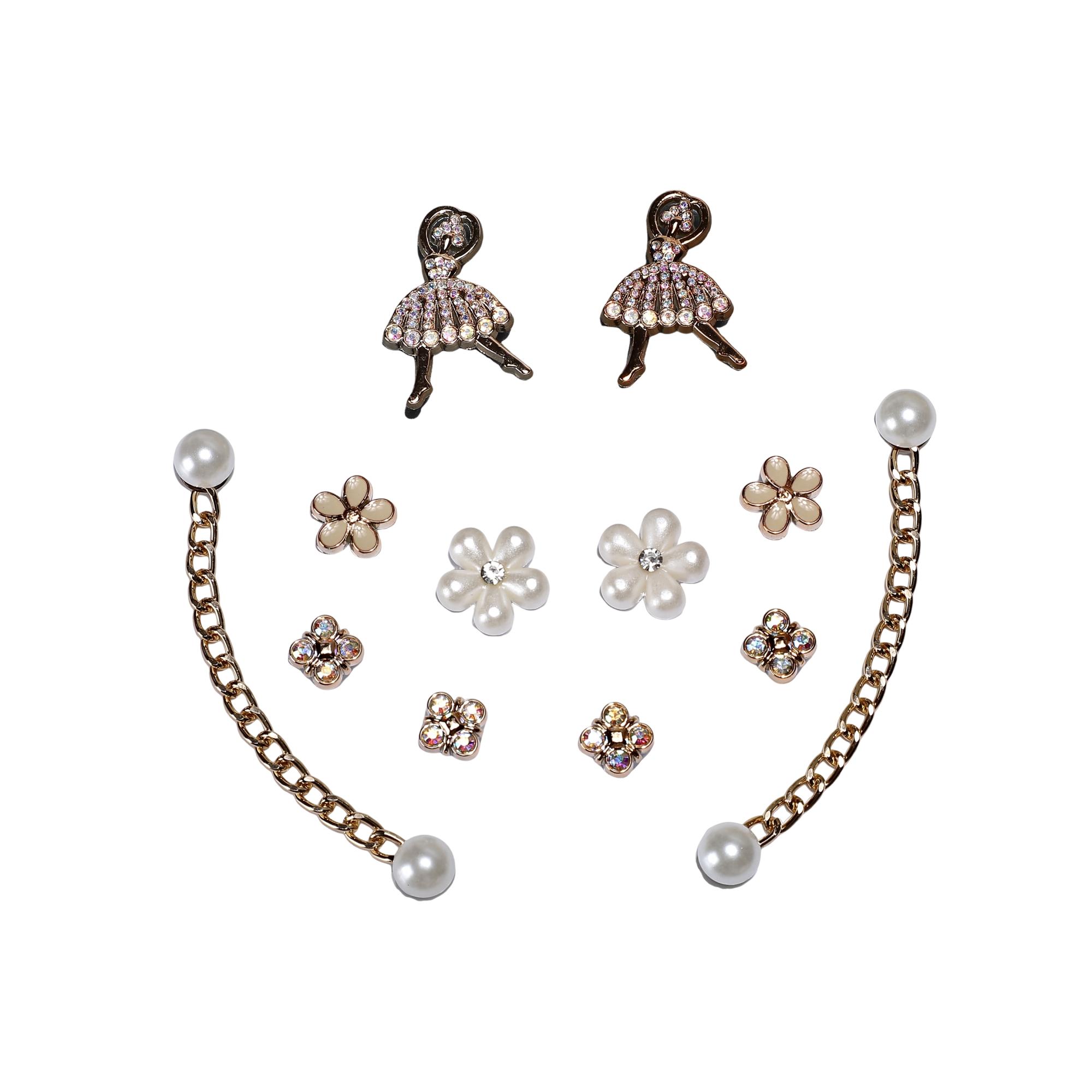 Hole Shoe Accessories Chain Ballet DIY 12 Piece Set  Shoe Flower Accessories Charms With Bling Girly Chains Fashion For Party Favors Birthday Gifts