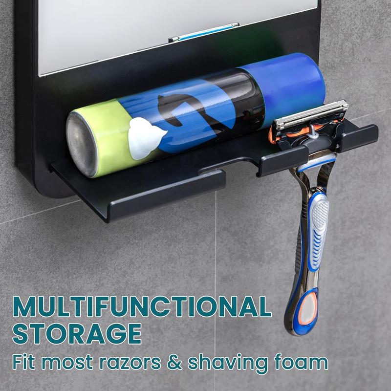 TAILI Fogless Shower Mirror Suction for Shaving with Razor Holder, Removable & NO-Drilling Anti Fog Mirror for Shower, Shatterproof & Waterproof for Bathroom - Men and Women(Black)
