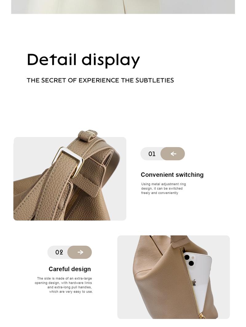 Genuine Leather Crossbody Bag for Women, Large Capacity Purse with Wide Adjustable Strap, Multi-Way Fashion Shoulder Bag