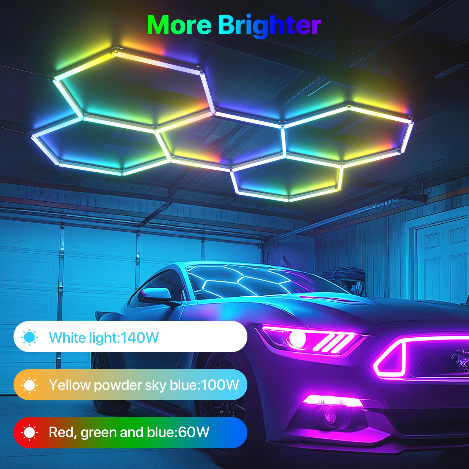 HYPERLITE RGB hexagonal light smart modular honeycomb light application, party office, garage light, LED wall decorative light, remote control, LED light, music synchronization, DIY color ceiling light Adjustable Lighting Options, SpringGlowUp