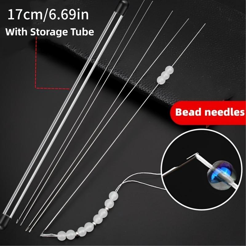 Bead Needles with Side Openings for Easy Threading, Suitable for Handicraft and DIY Bead Making with Storage Tube, Needle Crafts Kit