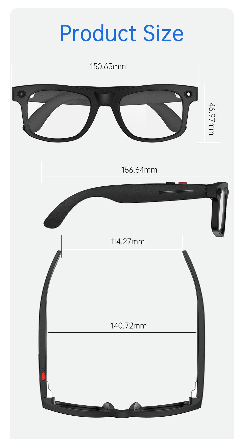 2026 New Smart Glasses Aimb S2 Max, HD Camera, Ai Translation, Video Recording, Bluetooth-compatible Music, Blue Light Blocking, Unisex Daily Wear, Multifunctional Smart Glasses