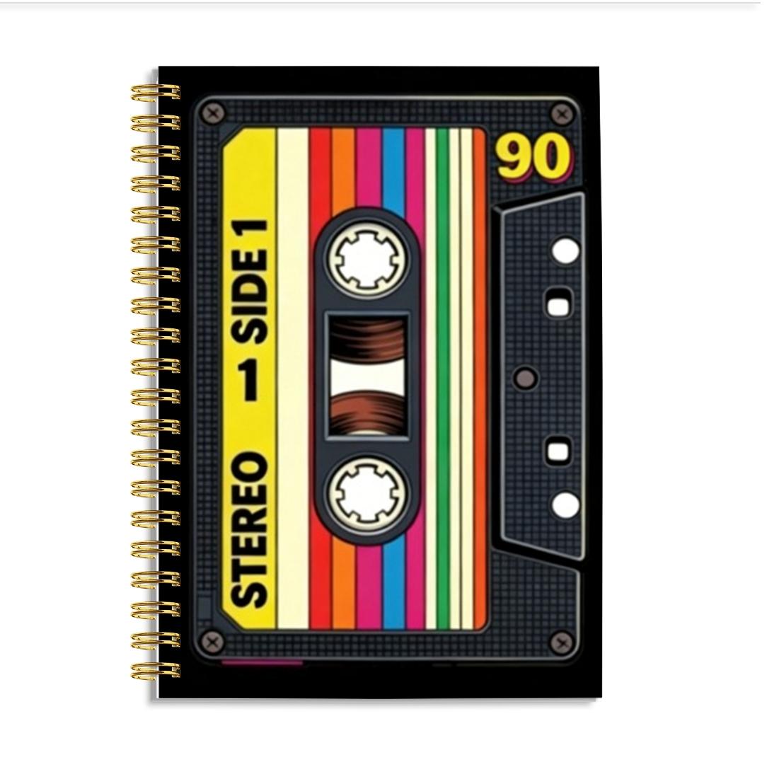 1 book, 5.5x8.3 inches, vintage cassette tape design spiral notebook, vintage music art cover, suitable for music lovers, office supplies and study notes, high-quality paper, sturdy cover, creative professional journal
