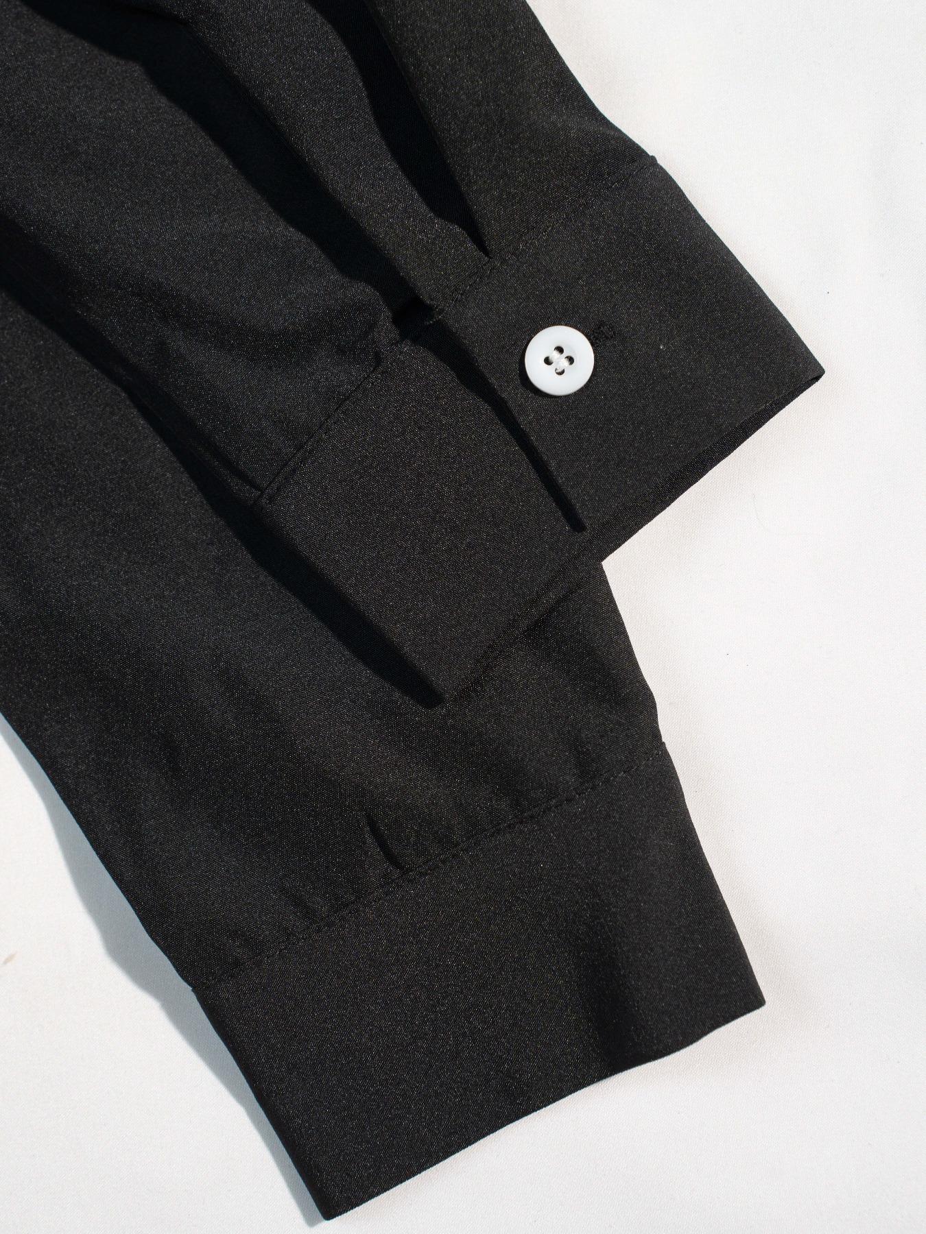 Women's Plain Button Front Pocket Split Shirt, Casual Long Sleeve Collared Blouse Top for Daily Wear, Ladies Clothes for All Seasons