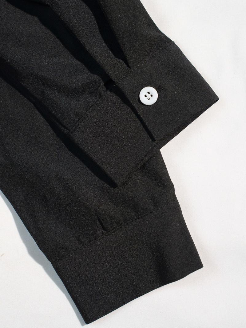 Women's Plain Button Front Pocket Split Shirt, Casual Long Sleeve Collared Blouse Top for Daily Wear, Ladies Clothes for All Seasons