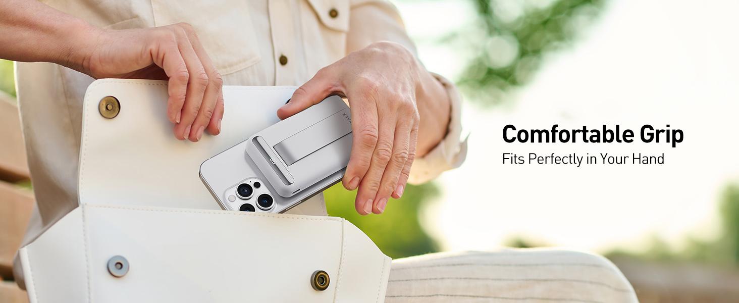 iWALK Qi2 Certified 15W Magnetic Wireless Power Bank 10000mAh Foldable Stand LED Display Fast Charging for iPhone 17/16/15/14/13/12 Pro/Pro Max/Plus/Mini White - Metal Portable Rechargeable Battery