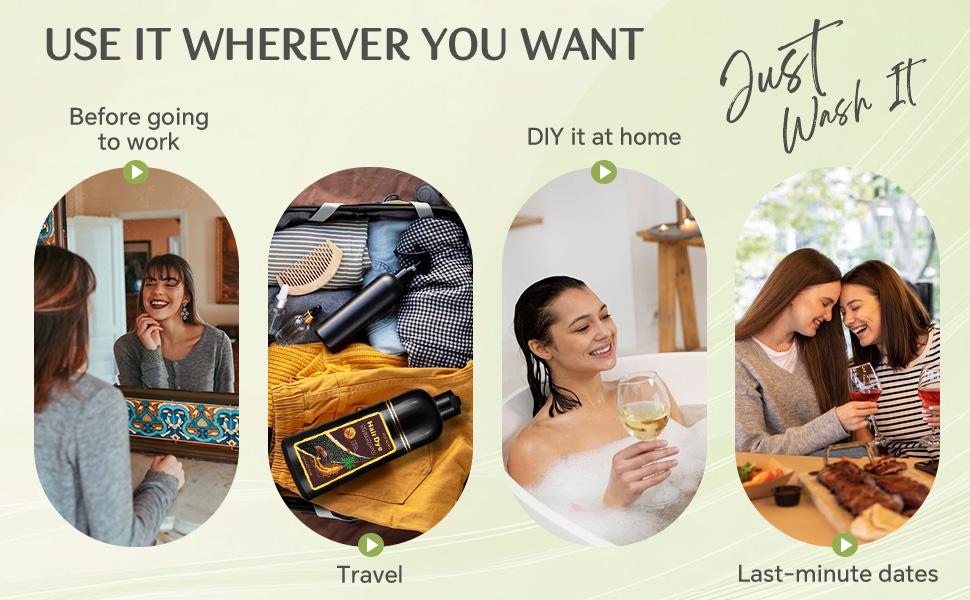 Golden Brown Natural Plant Hair Dye Shampoo 3 in 1, Effective Grey Hair Coverage, Semi-Permanent, No Irritation, Herbal Ingredients, Women & Men, 16.9 Fl Oz Haircare