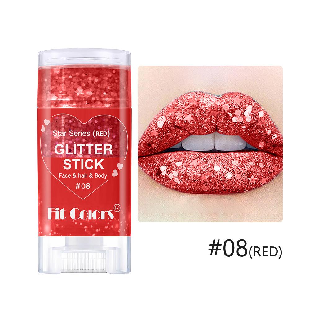 1PC Fit Colors Glitter Stick, 12 Colors Available, Holographic Chunky Glitter, for Face Hair & Body, Long-Lasting, for Festival Rave & Game Day Fan Party, Body Glitter Gel, Cosmetic Sparkle Stick