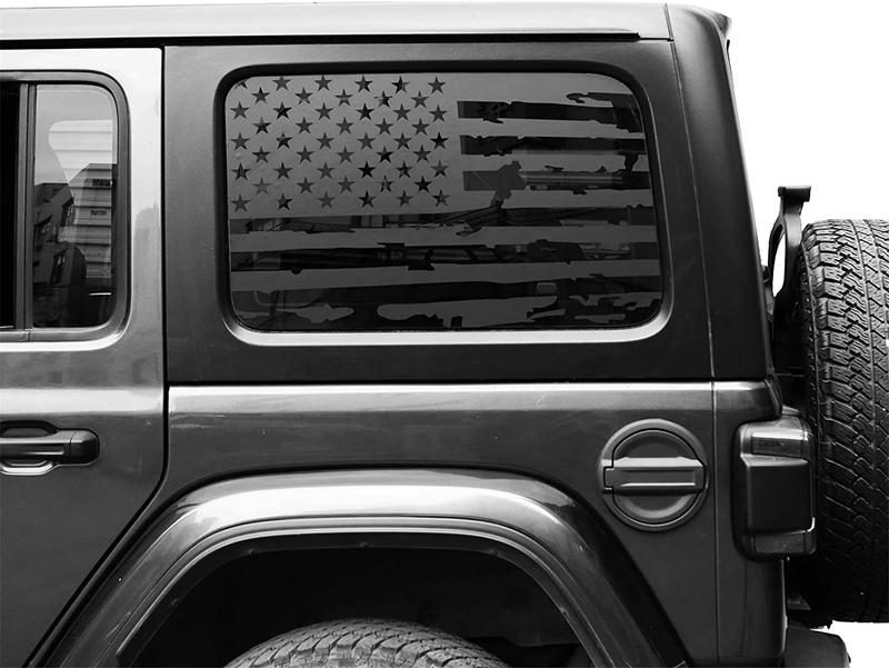 For 2018+ Jeep Wrangler JLU 4 Door Rear Window Decals Vinyl American Flag Stickers Vinyl Car Accessories Vehicle Exterior Decoration