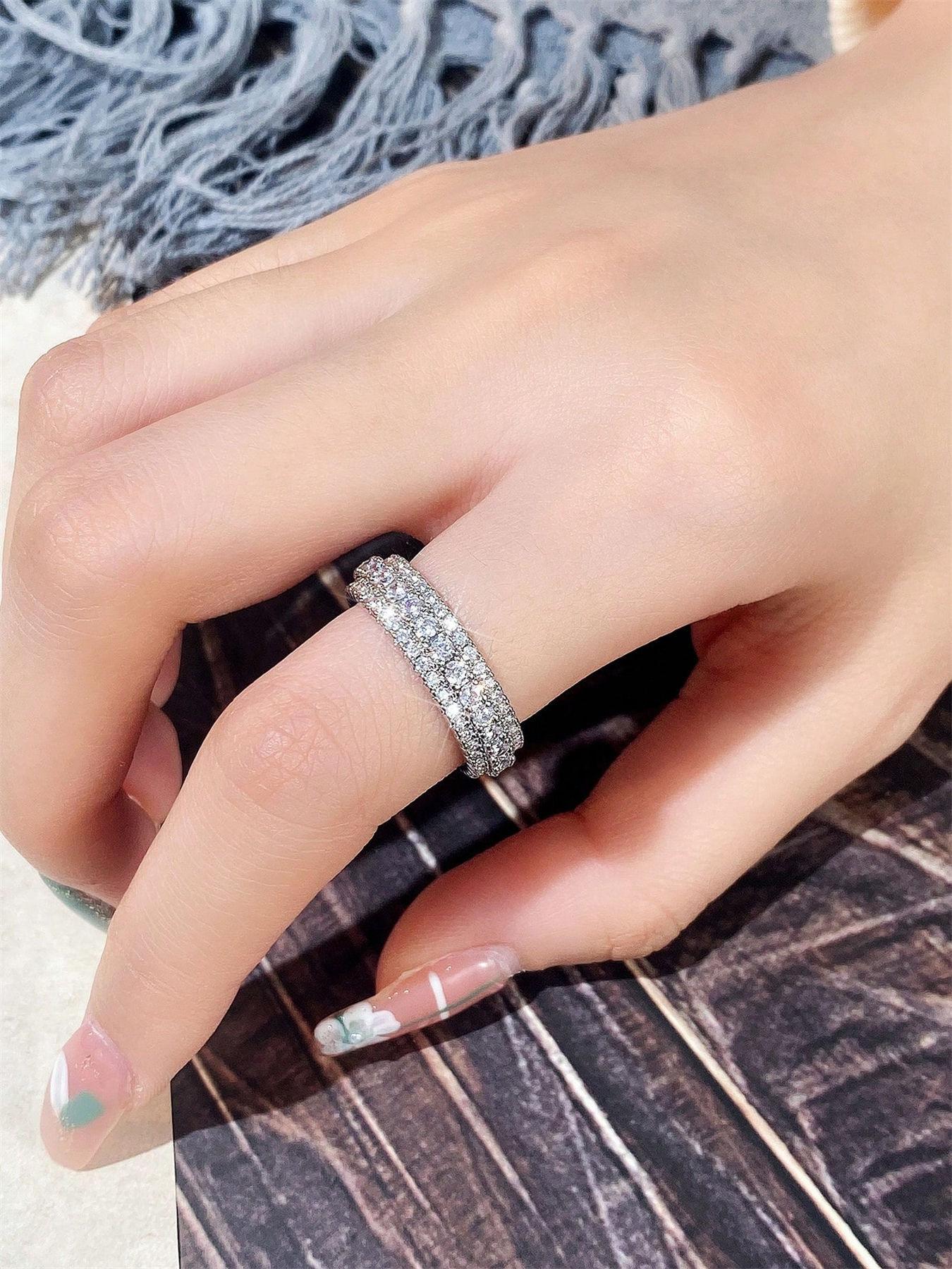 1 PC Simple Cubic Zirconia Ring For Women For Wedding Engagement Anniversary Party Jewelry Valentine's Day Gift