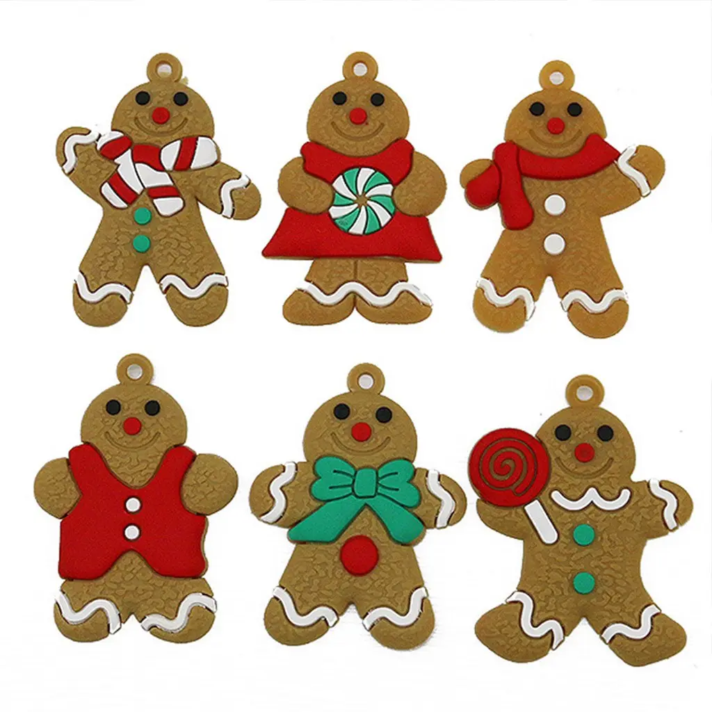 New Year Home Decoration, Christmas Tree Pendant, Cute Biscuit Resin Decorations, 6 Pieces/pack, Festive Accessories