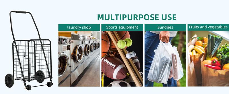 Yitahome Folding Shopping Cart with Wheels, Rolling Foldable Grocery Cart for Seniors, Portable Collapsible Utility Cart for Shopping Groceries Laundry Storage Organizer