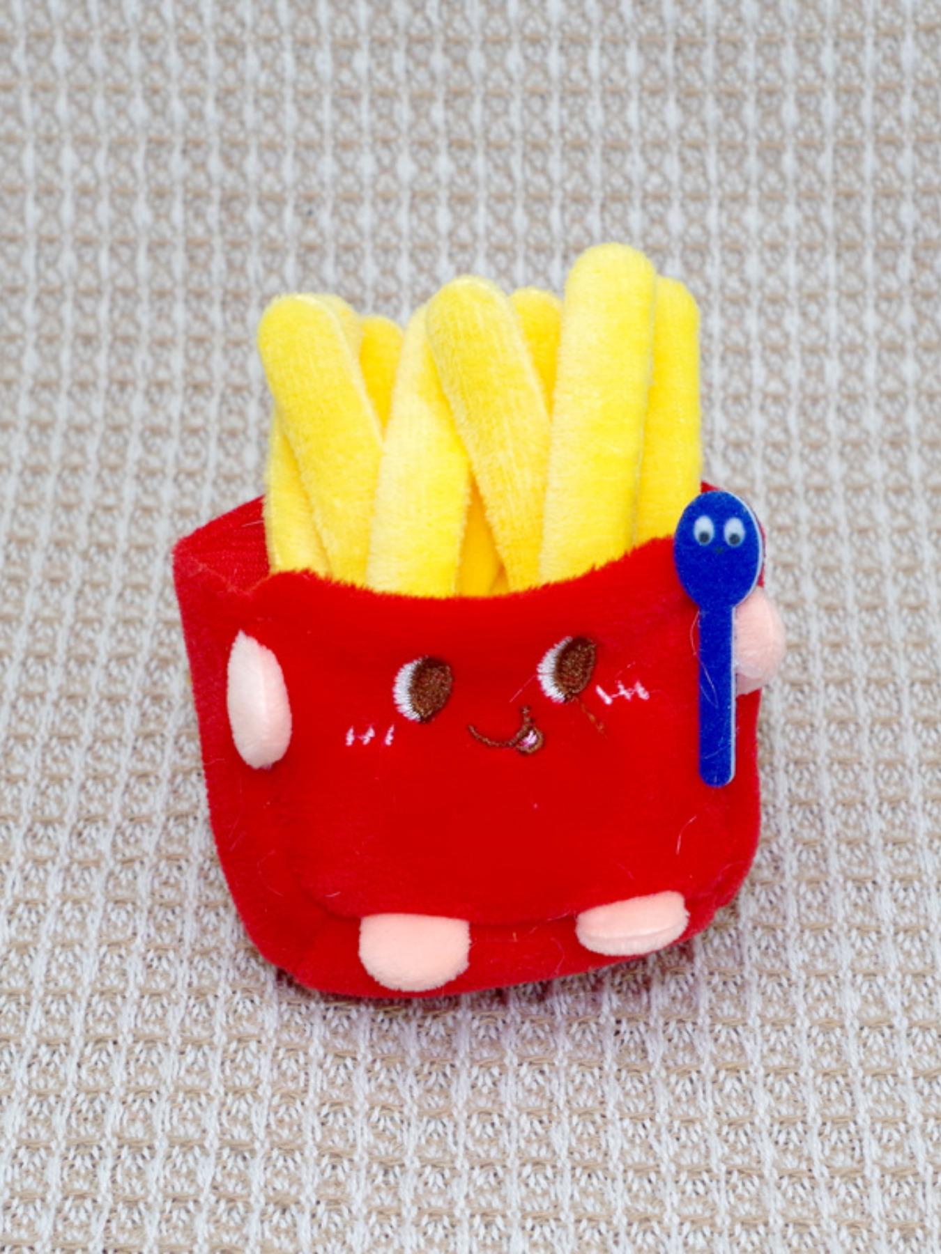 Realistic Burger French Fries Food Keychain Plush Toy, Cute Backpack Hanging Decoration, Student Bag Charm Accessory