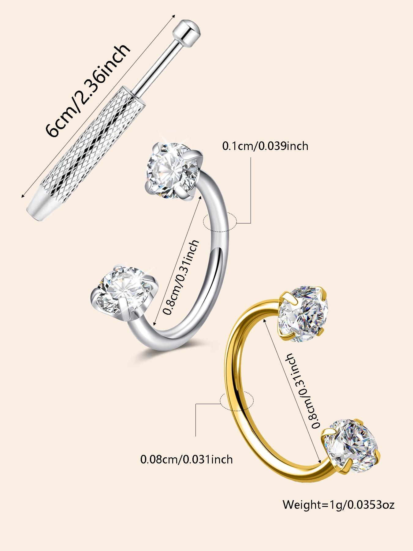 Horseshoe Nose Rings Studs, 20G/18G Internally Threaded Nose Rings For Women, 316L Surgical Steel Double Cubic Zirconia Nose Studs, Lip Eyebrow Helix Ear Piercing Jewelry