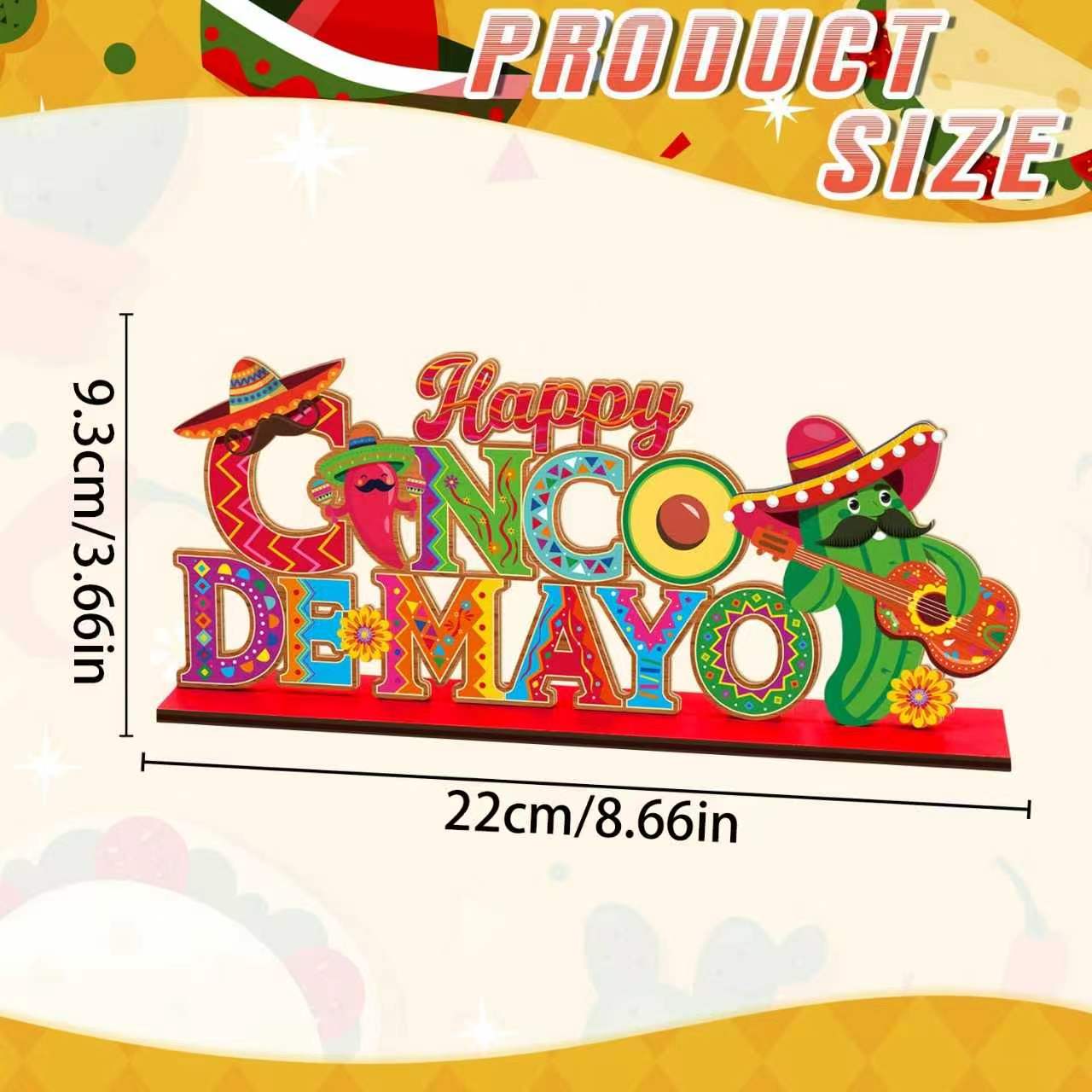 2D Wooden Mexican Day of the Dead Table Centerpiece, Carnival Wood Table Decor, Party Decoration with Base, Ideal for Taco Parties and Home Gifts