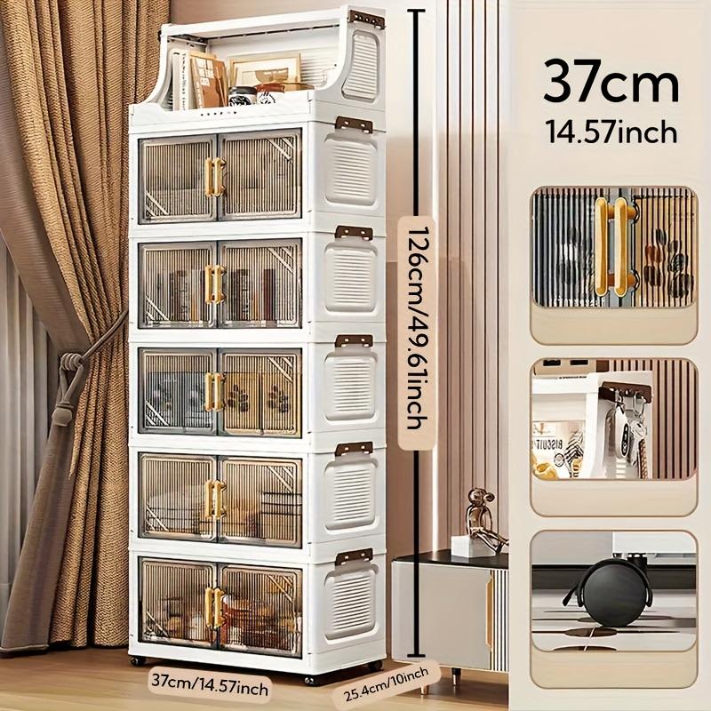 1pc Multifunctional Foldable Storage Cabinet - Heavy-duty Plastic Storage Box with Open Shelves, Space-saving Foldable Design, Suitable for Living Room, Bedroom, Kitchen, Office - Ideal Gift for Home Organization and Small Spaces, Cabinet Storage