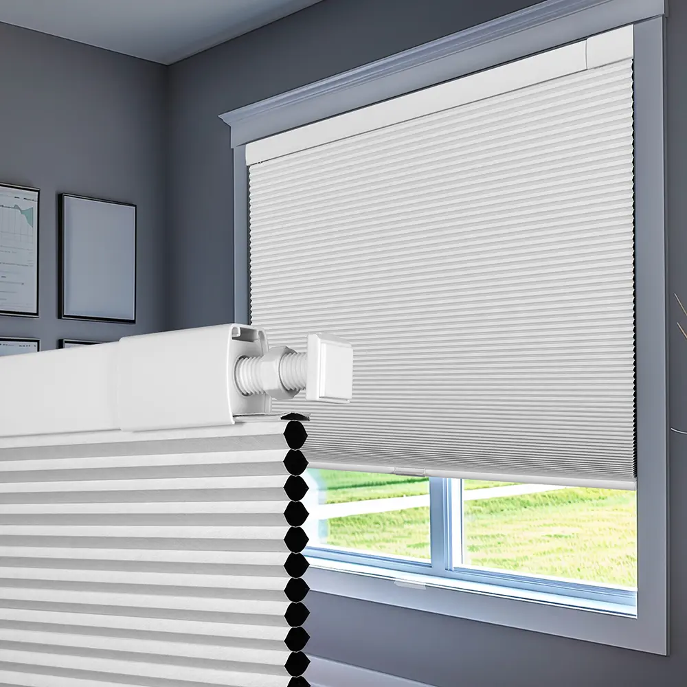 Pocageum cordless, no-drill honeycomb cellular blinds, 42–62 inches wide, 100% blackout & light filtering thermal insulated window shades, free stop, child safe