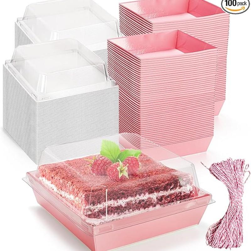 20/50pcs Macaron Sandwich Packaging Box, Meat Paste Dessert Roll Cake Box, Disposable Takeaway Sweet Food Box, Baking Cake Box, Transparent