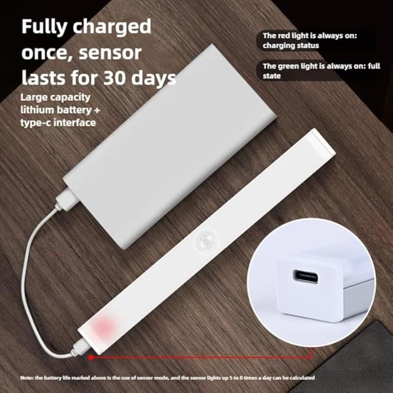 Motion Sensor Under Cabinet Light with 3000mah Rechargeable Battery, Dimmer Feature for Kitchen and Closet, Smart LED Strip Light with Adhesive Magnet