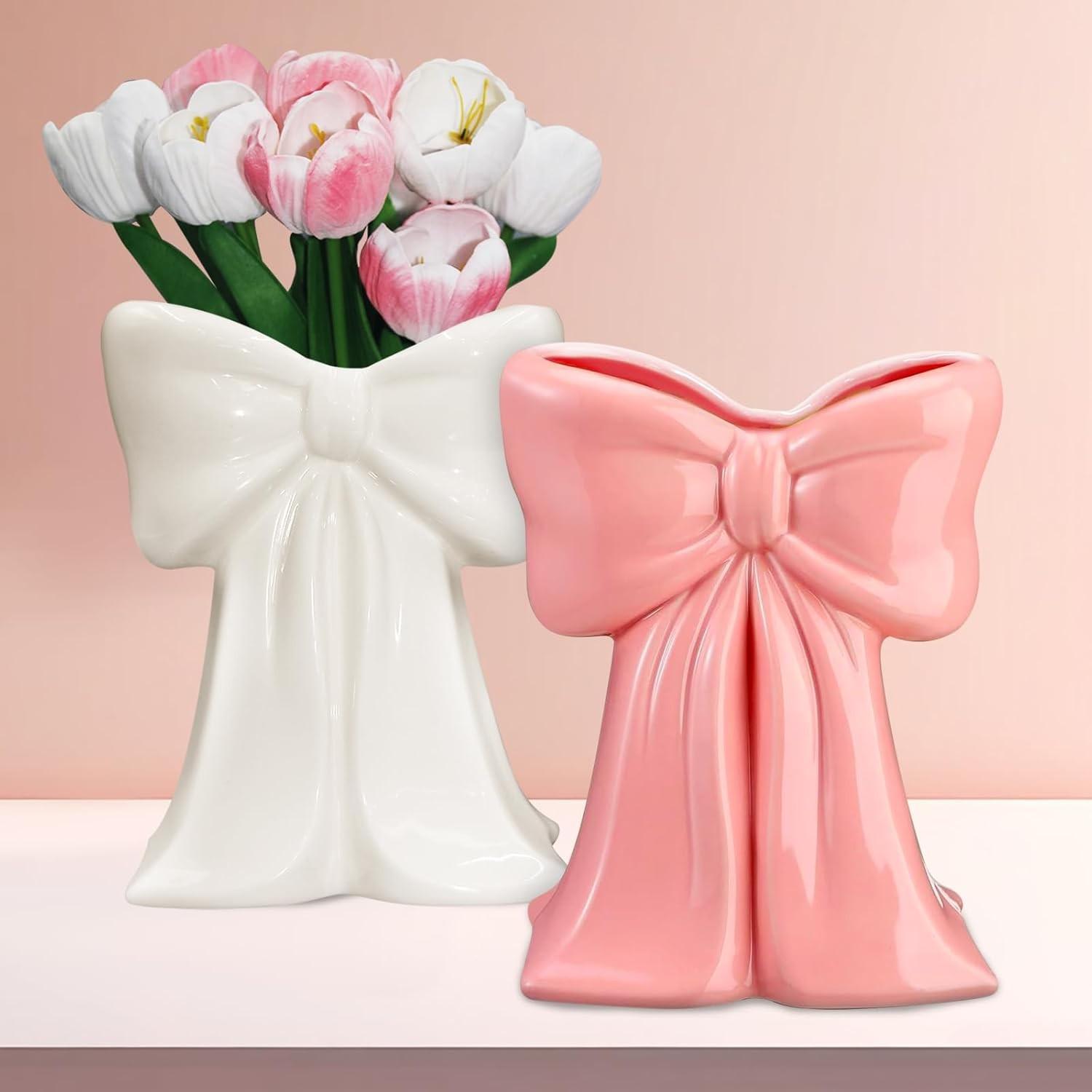 Bow Shape Makeup Storage Box, Cosmetic Tool Organizer, Desktop Decorative Vase, Living Room TV Cabinet Bow Decoration, Beauty Organizer, Beauty Supplies Organizer