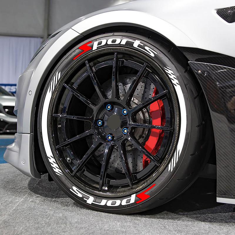4pcs/Pack Sports Tire Letter Sticker, Tire Modification Decorative Letter Stickers Car Auto Accessories For Car Motorcycle (glue and accessories not included), Wheel Decal, Rim Decals