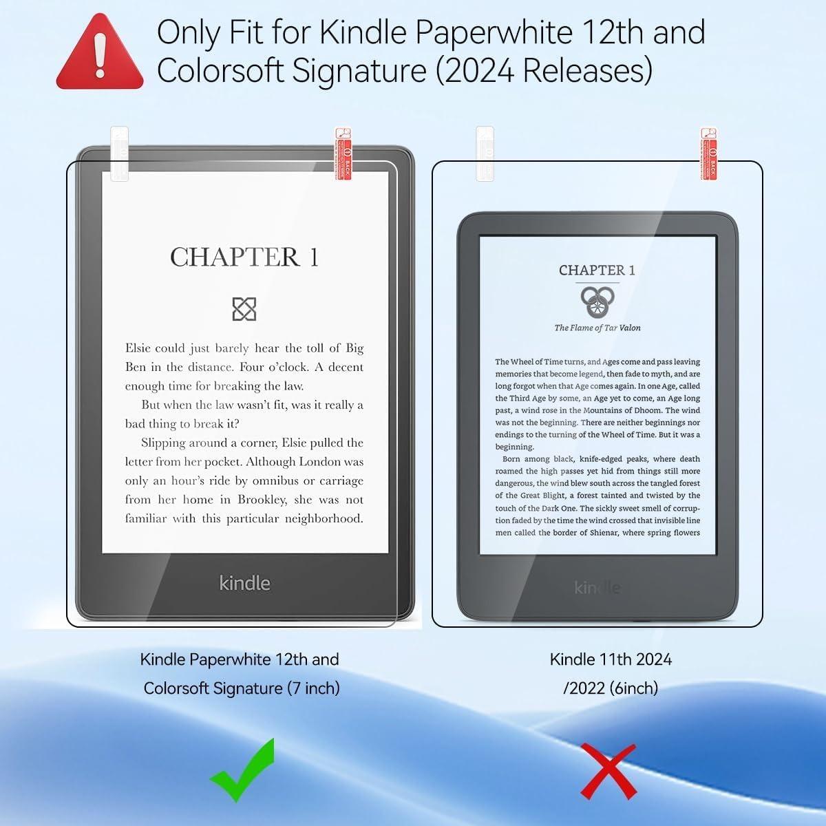 [2 Pack] T Tersely Screen Protector for 7 Inch New Kindle Paperwhite 12th Gen or Kindle Color Soft 1st Gen Signature Edition Tablet Protector