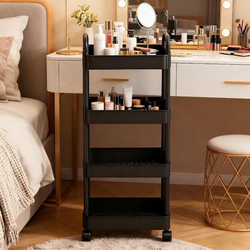 Small Cart Storage Rack, Multi-Layer Mobile Organizer for Kitchen, Bedroom, Bathroom, Baby Snack Holder, Space-Saving Shelf
