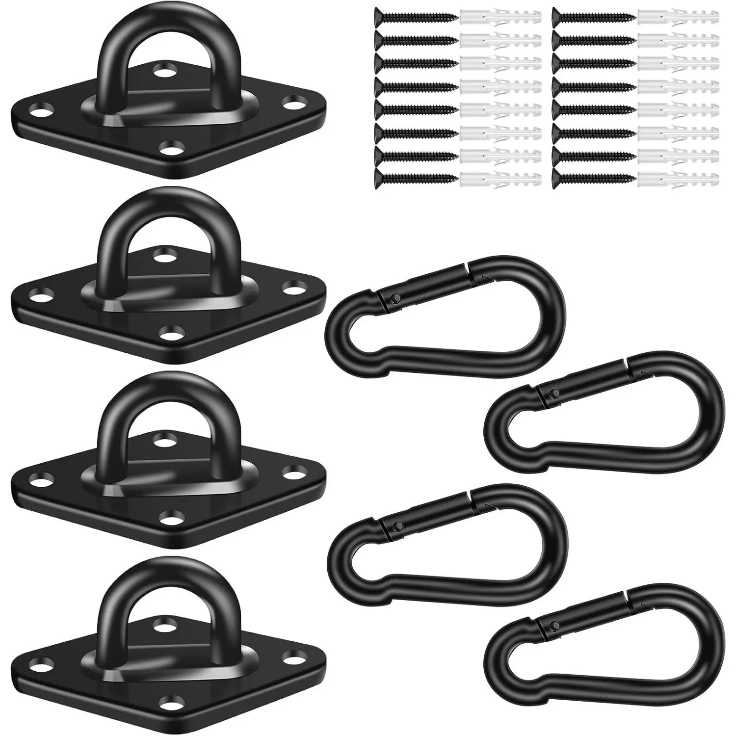 Hammock Hooks 4 Pack, Heavy Duty Hammock Hanging Kit, M8 Pad Eye Hanging Hooks for Porch Swing, 2000Lbs Holding Capacitym,Black