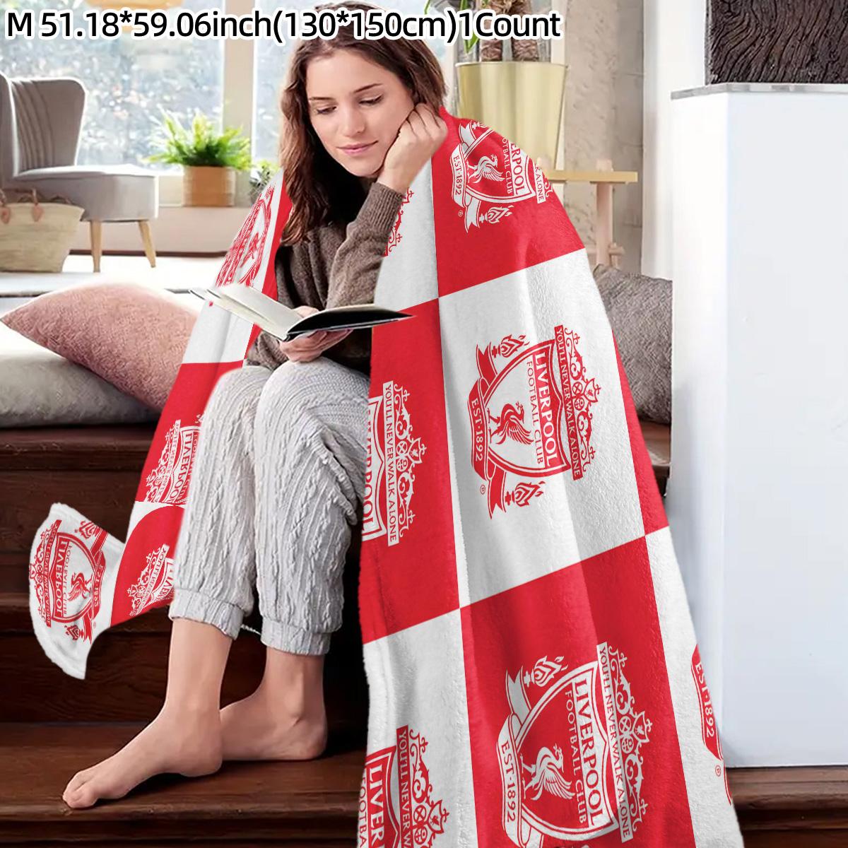 Liverpool Football Club Logo Flannel Blanket, Soft Skin-Friendly Material, Warm & Cozy Design, Perfect Gift for Fans