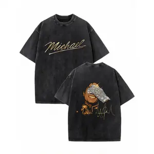 100 Percent Cotton Oversized Black T Shirt Michael Jackson Signature And Cartoon Portrait Design Summer Streetwear Fashionable Street Retro Style #   Michael Jackson #   Jaafar Jackson #   biopic #   music legend