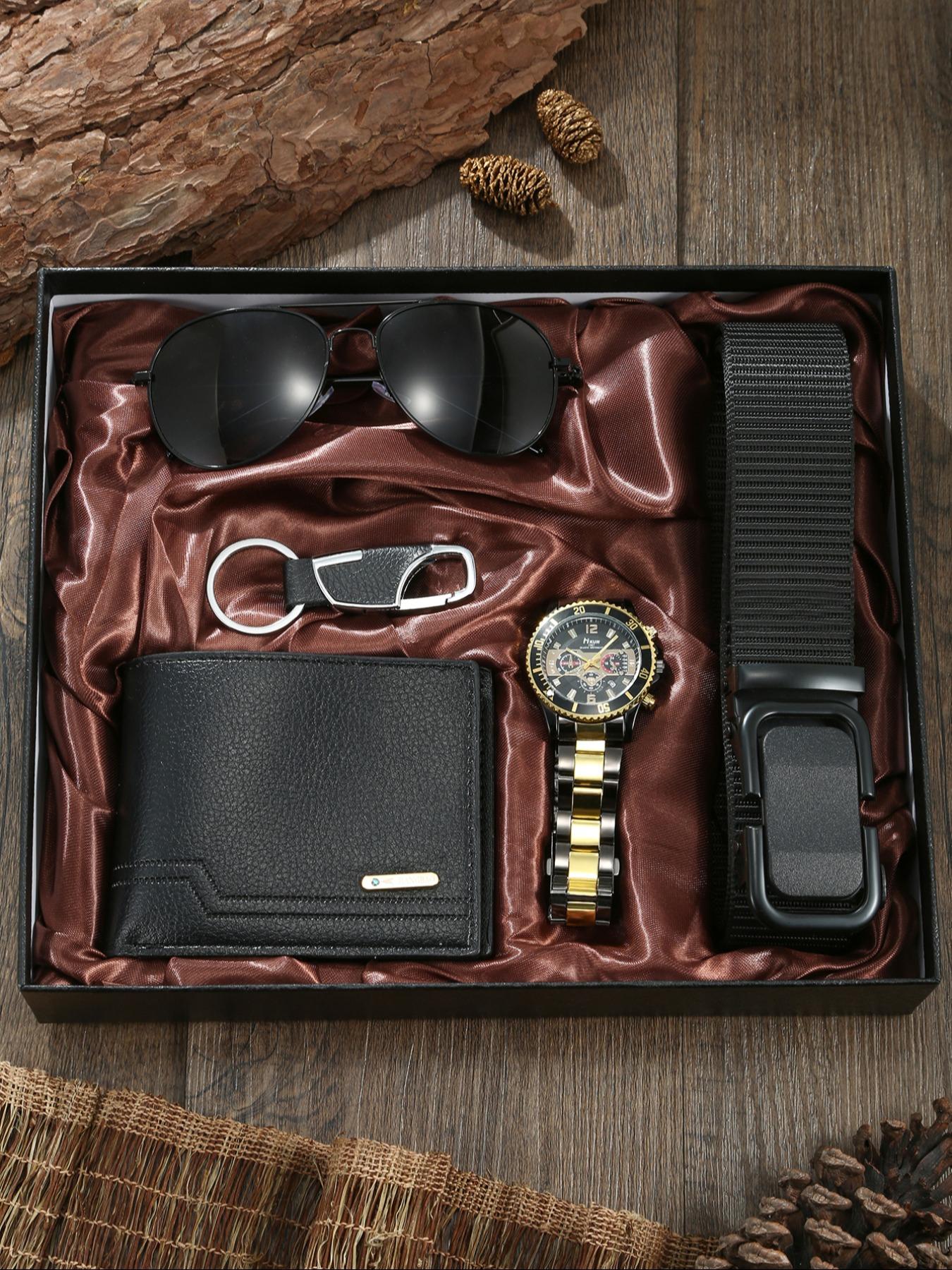 Men's Quartz Watch Set, Zinc Alloy Band, Analog Face, Classic Style ...