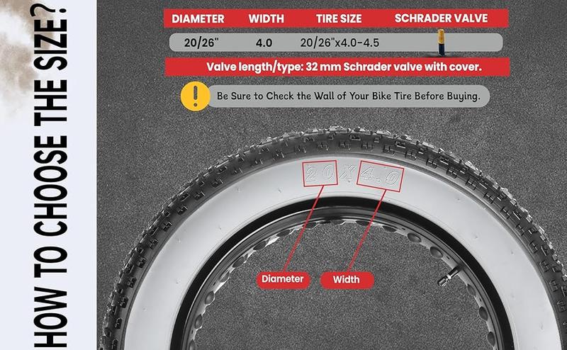 Hycline Fat Bike Inner Tube: 20/26x4.0 Inch 2-Pack Electric Fat Tire Tubes AV 32mm Schrader Valve, Premium Butyl Rubber Puncture Resistant Replacement T