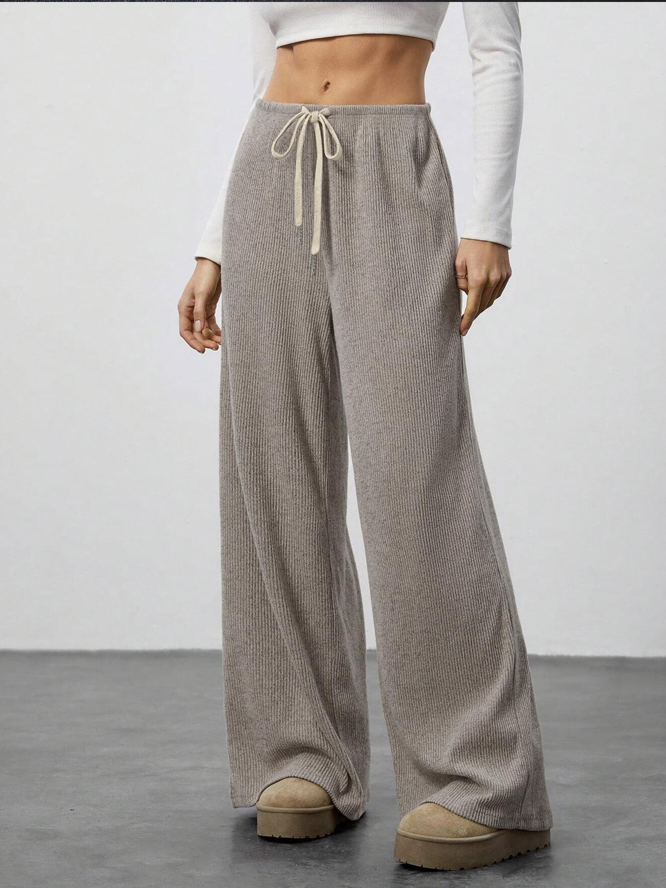 High Waist Comfortable Wide Leg Casual Pants, Versatile Athletic Trousers for Relaxed Fit, Ideal for Everyday Wear Knit