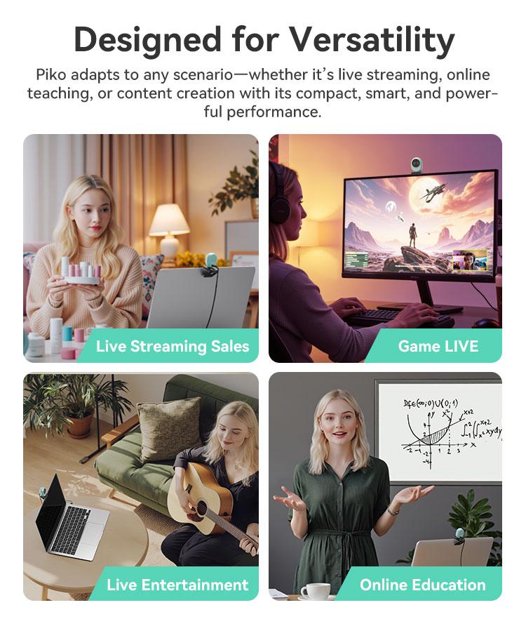 EMEET Piko Dual-Camera AI-Powered 4K Webcam for Switch 2 camera, AI-Assisted Lens Light Correction, Auto Focus, 1080@60 FPS, Built-in 3 Mics, Great for Streaming, Desk Setup and Creative Gifts, TikTokShopBlackFriday