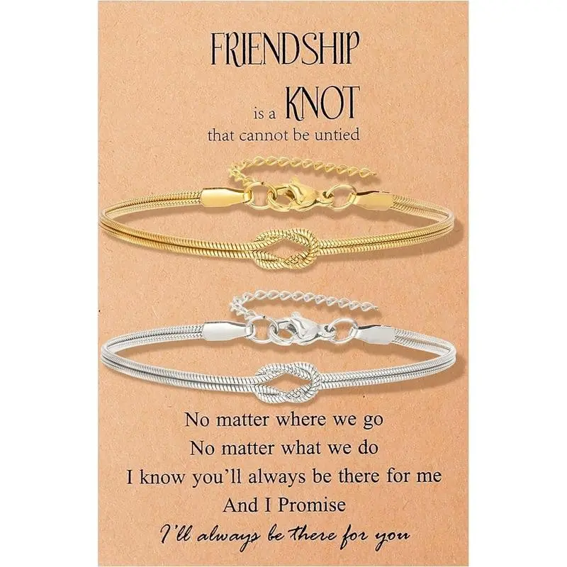 Love Knot Matching Best Friend Bracelets for BFF Friendship Long Distance for 2/3/4/5/6 Birthday Christmas Jewelry Gifts