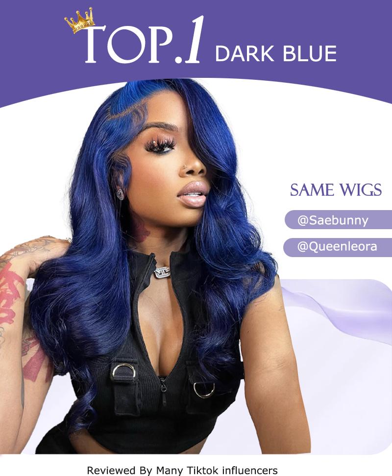 eullair Dark Blue Straight Wig 13x4 Glueless Wigs Pre Plucked Hd Lace Long Straight Dark Blue Wig For Women With Baby Hair