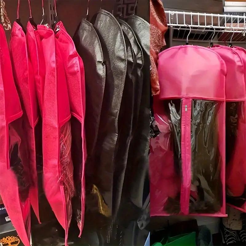 Wig Storage Bag, 5pcs/set Zipper-Closure Transparent Dustproof Wig Storage Bags, Hair Extension Hanger, Wig Tool, Wigs Accessories for Salon & Home Use