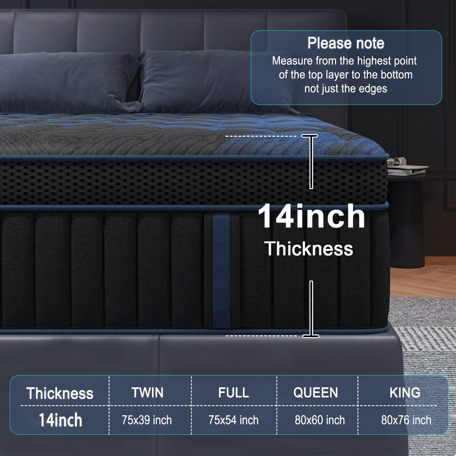 14Inch Twin Full Queen King Mattress in a Box, Hybrid Mattresses with Gel Memory Foam and Individually Pocket Innerspring Euro Top Medium Firm for Motion Isolation, Edge Support 14Inch Twin Full Queen King Mattress in a Box, Hybrid Mattresses with Gel Memory Foam and Individually Pocket Innerspring Euro Top Medium Firm for Motion Isolation, Edge Support
